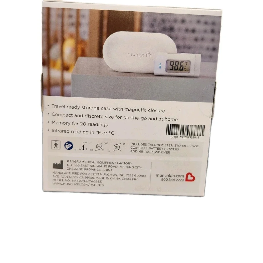 Munchkin Mini Thermometer No Touch Forehead Infrared Silver KFT-27 MKCA0892 NEW
